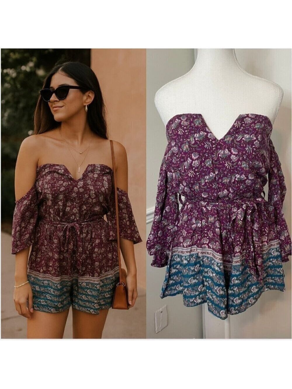 Sisters of the Tribe Asos Boho Off Shoulder Romper 4
